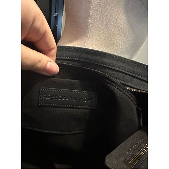 Rebecca Minkoff Grey Handbag Suede Leather Zipper Medium Crossbody Strap Fringe - Picture 12 of 16